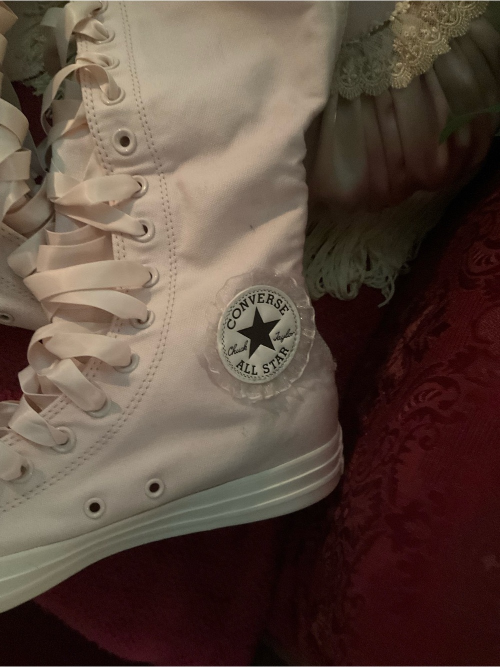 Converse high-top lace-up boots in blush pink - Picture 2 of 4